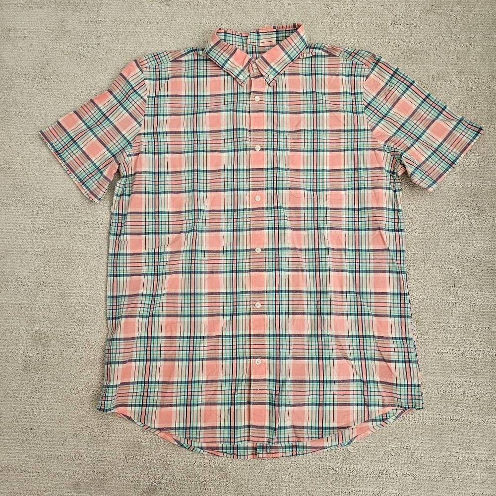 St. John's Bay Comfort Flex Plaid Short Sleeve Button Down Shirt Adaptive